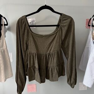 Altard state green ribbed blouse